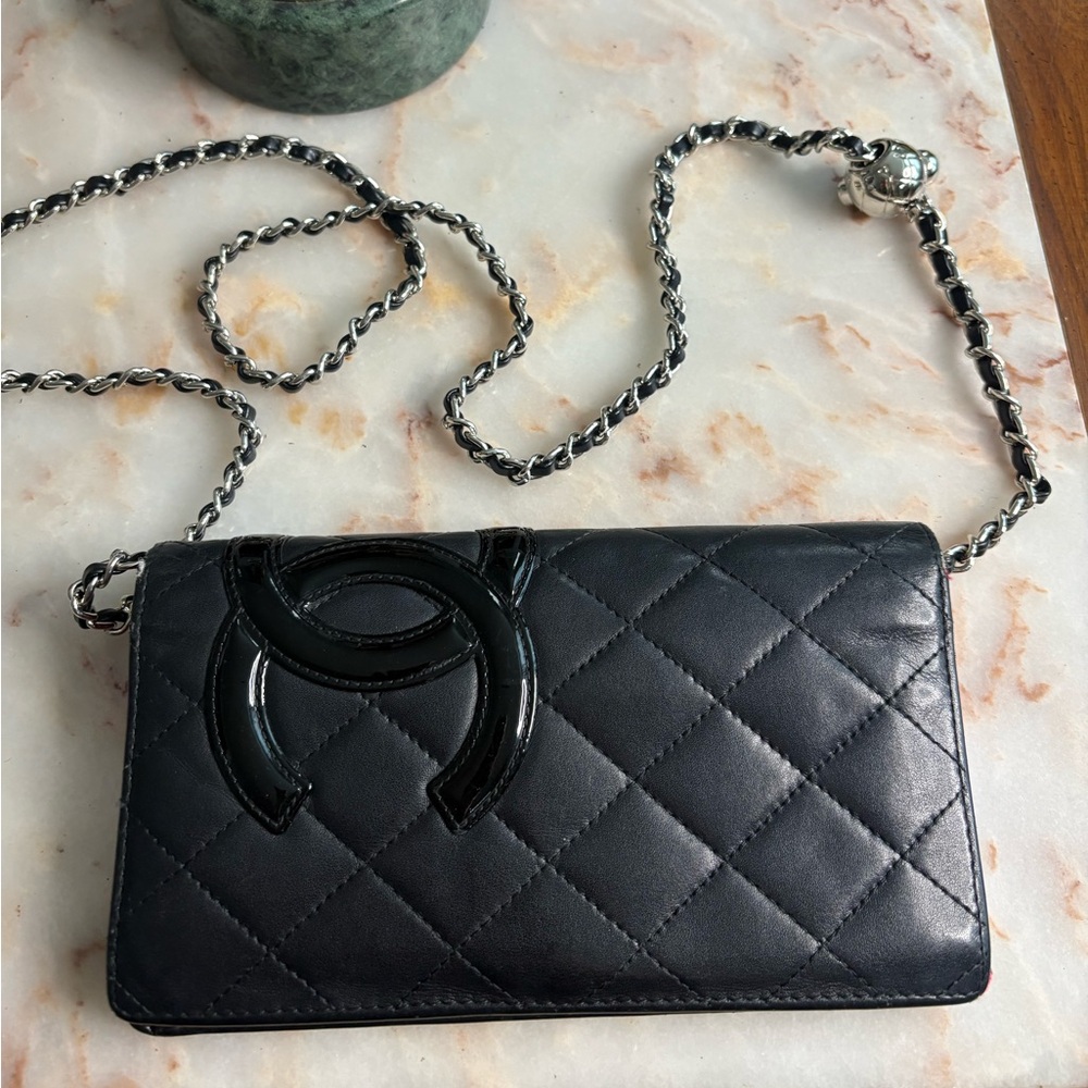 Chanel Cambon Ligne Calfskin Bifold Wallet with Chain | Crossbody - Picture 2 of 11
